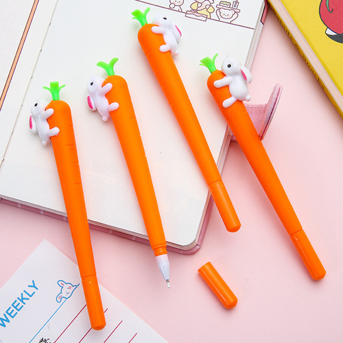 Cute Rabbit Carrot Gel Pen Cartoon Style Water Pen Student Study Stationery Supplies Exam Signature Pen