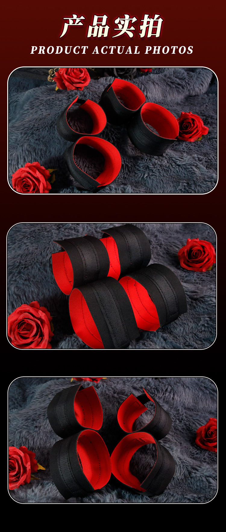 Jiuai Black Hand and Foot Cuffs Set, Nylon Bondage Restraint Kit for Couples — detail image 27