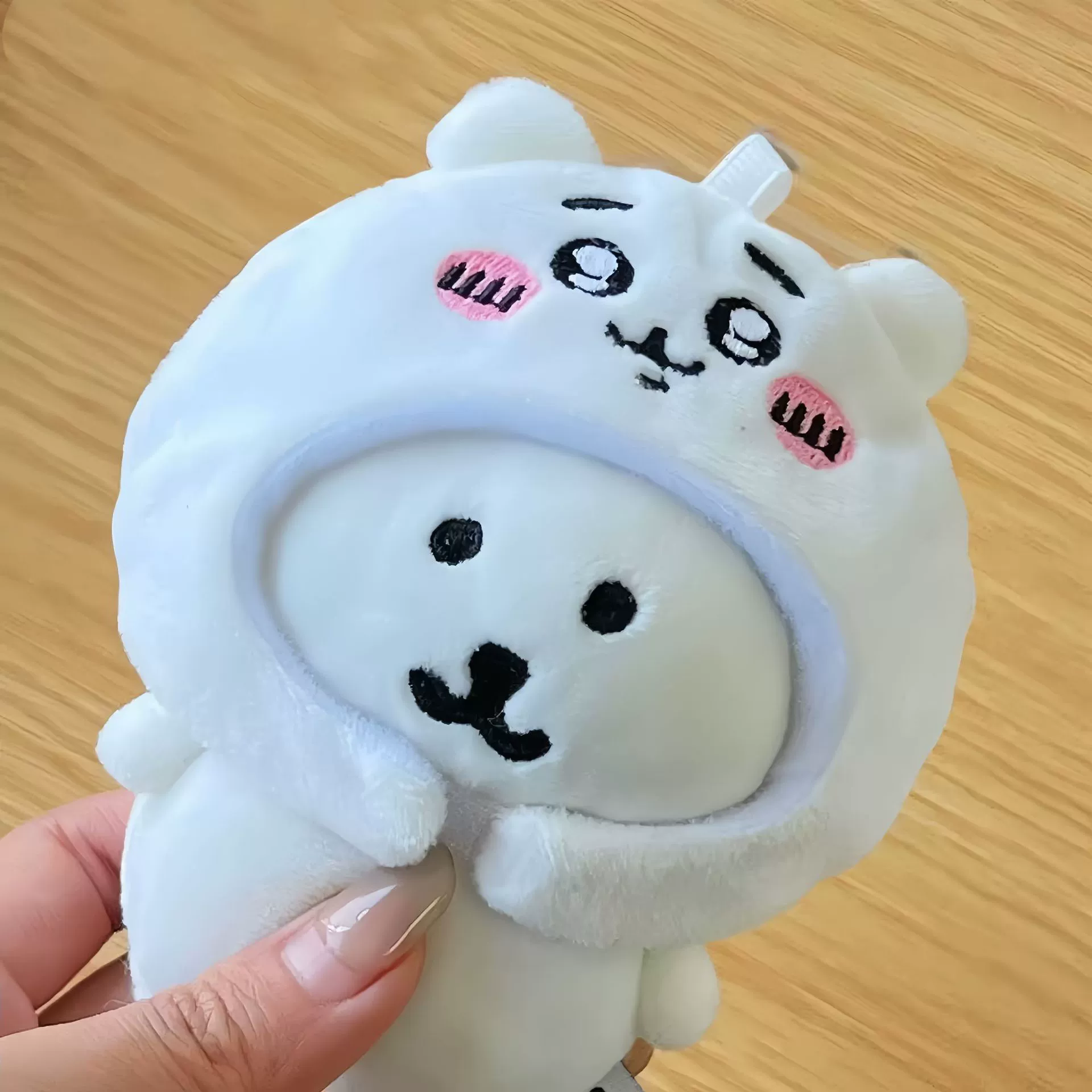 Плюшевый брелок (Chiikawa) self‑deprecating bear в стиле Nagano, с карабином, 8×4×10 см