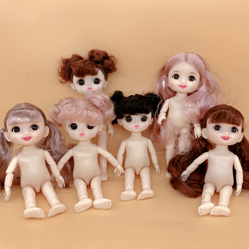 6-inch 16cm Reborn Doll 13 Joint 11cm Body OB11 Handmade DIY Body Kit Nude Doll Facial Expression Accessories