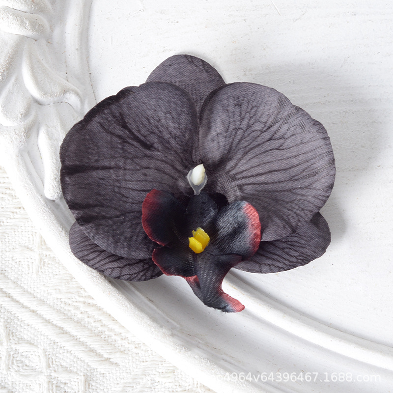 Película blanca Phalaenopsis flor cabeza pétalo simulación flor accesorios tocado horquilla diy flor decorativa de boda hecha a mano
