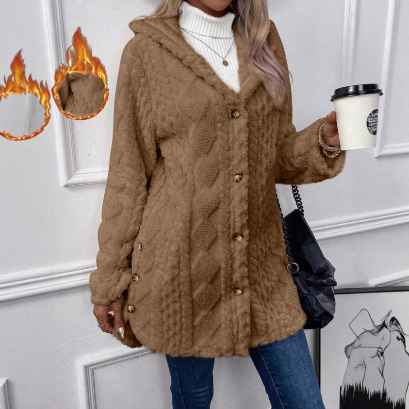2026 Autumn Winter Independent Station European And American Style Women's Hooded Double-Sided Fleece Cardigan_ecoleips.com
