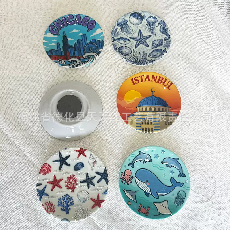 亚马逊跨境陶瓷立体浮雕冰箱贴陶瓷碟子收纳耳环戒指厂家设计批发