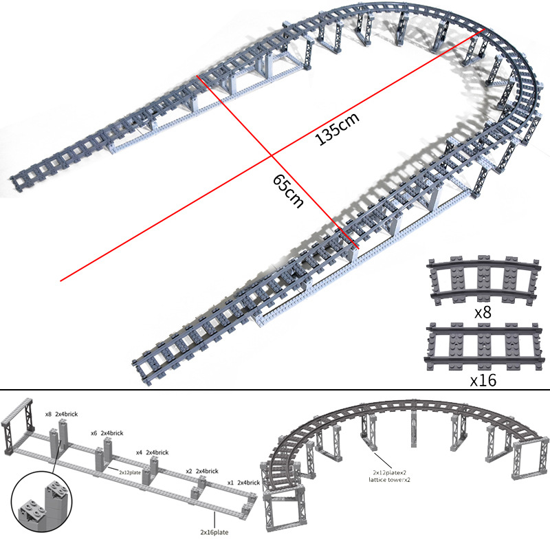 Tren De La Ciudad vía del tren compatible con el carril recto curva combinación escena pequeña partícula montaje bloques de construcción bolsa de juguete