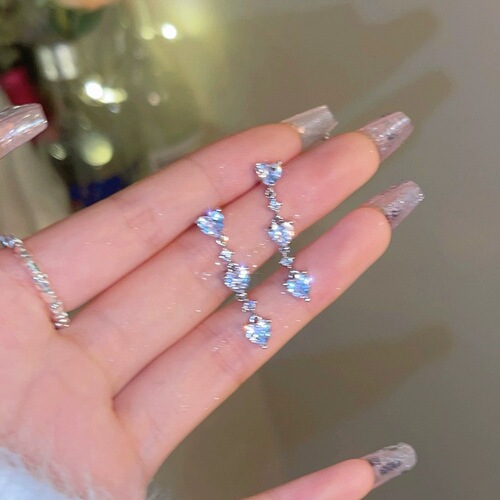 925 silver needle Korean version light luxury love pearl earrings women's ins style high-end zircon earrings personalized earrings