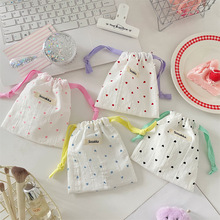 56291 ins风可爱印花小爱心收纳袋学生姨妈巾整理袋杂物收纳布袋