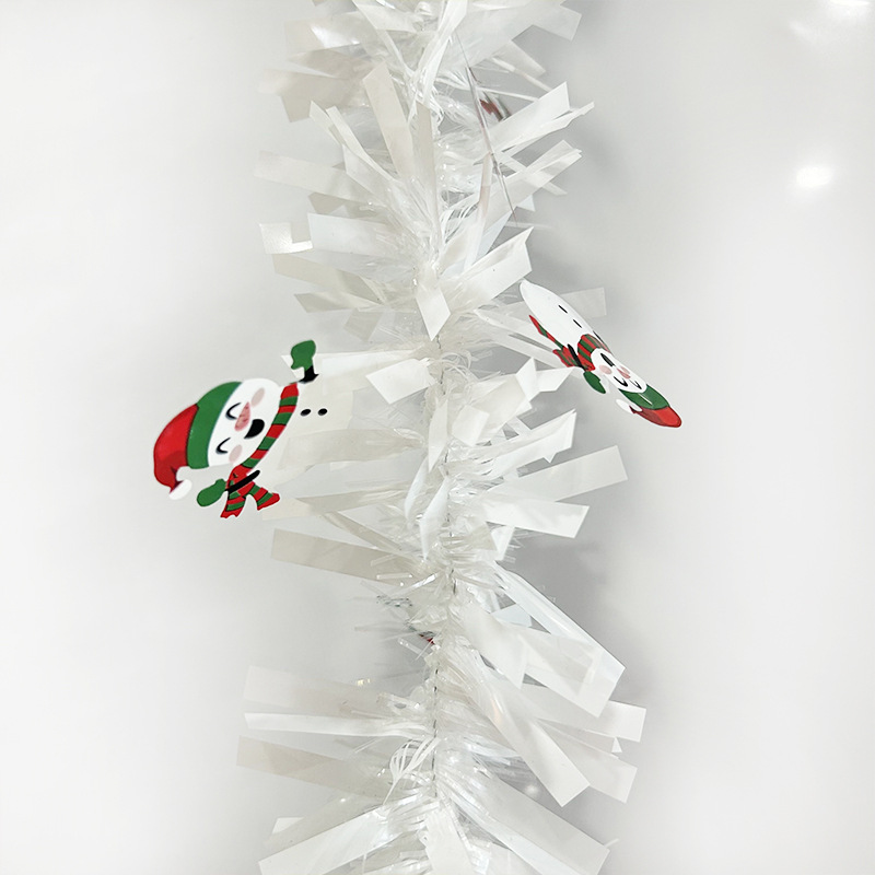 2 metros arreglo de decoración de muñeco de nieve de Navidad tiras de lana coloridas decoración de árbol de Navidad calcetines de Navidad macarrón tiras coloridas