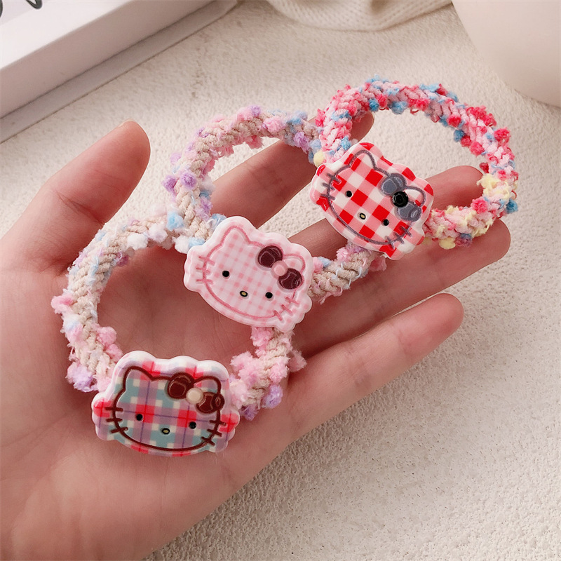 Dibujos animados japoneses linda lazo para el cabello de gato niña dulce cuerda de cabeza de gatito salvaje cabeza de bola banda de goma cuerda para el cabello accesorios para el cabello