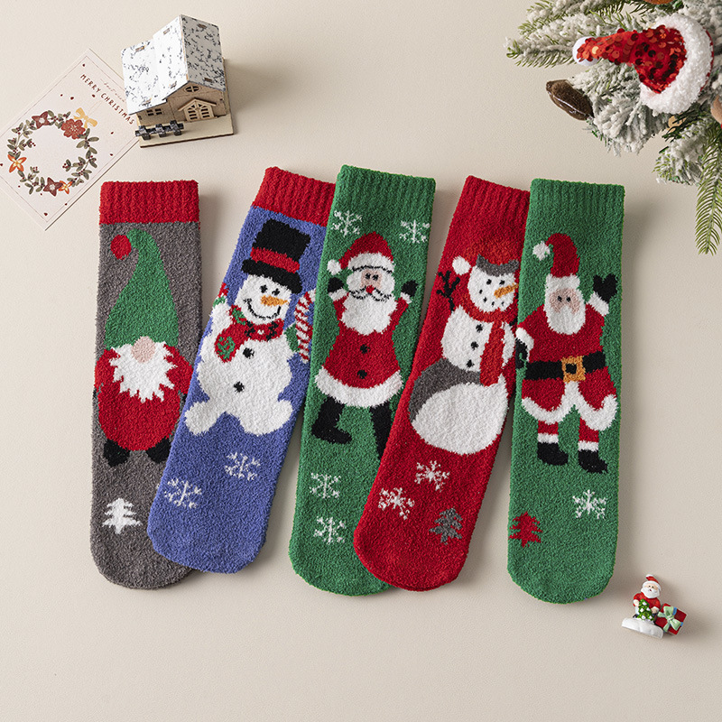 Christmas Socks Double-Sided Velvet Women's Autumn and Winter New Mid-Calf Socks Thickeneded and Velvet Men's Red New Year's Ski Socks Christmas Socks Double-Sided Velvet Women's Autumn and Winter New Mid-Calf Socks Thickeneded and Velvet Men's Red New Year's Ski Socks