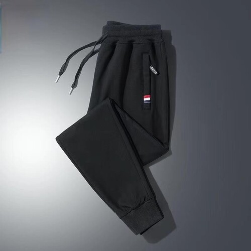 Autumn casual pants, men's sports pants, large size loose, all-matching, foot-tied, working sports pants, autumn zipper pants