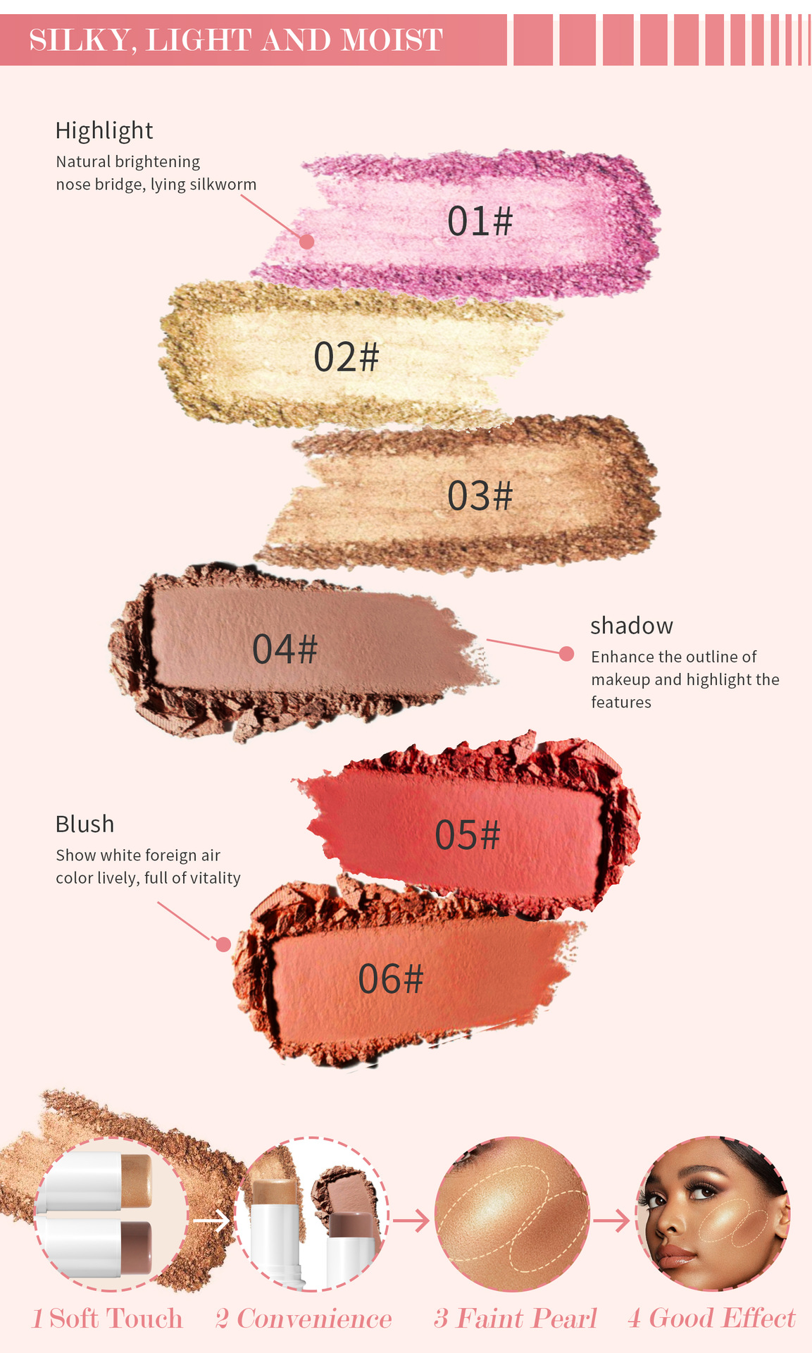 Multifunction Powder Blusher Pen High Gloss Shimmer Makeup Stick_voghion.com