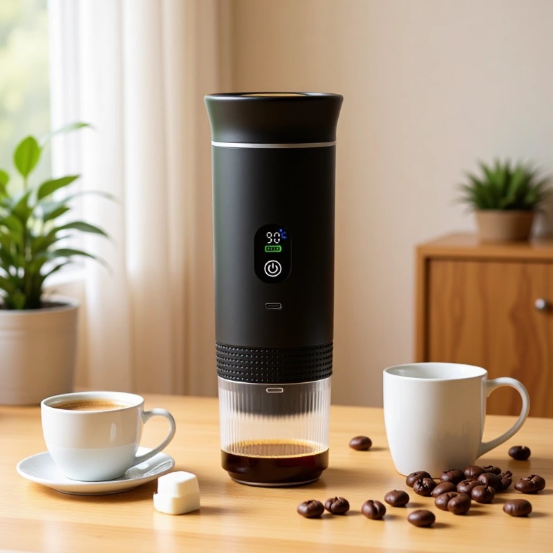 Newly Upgraded Portable Capsule Coffee Machine Household Small Coffee Pot Heating Household Electric Espresso Black