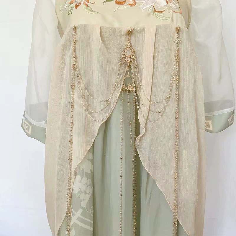Древний стиль прессованный Hanfu поясной цепь висит украшение Hanfu запретный шаг перед прессованный жемчужный длинный кисточки украшения западного стиля аксессуары