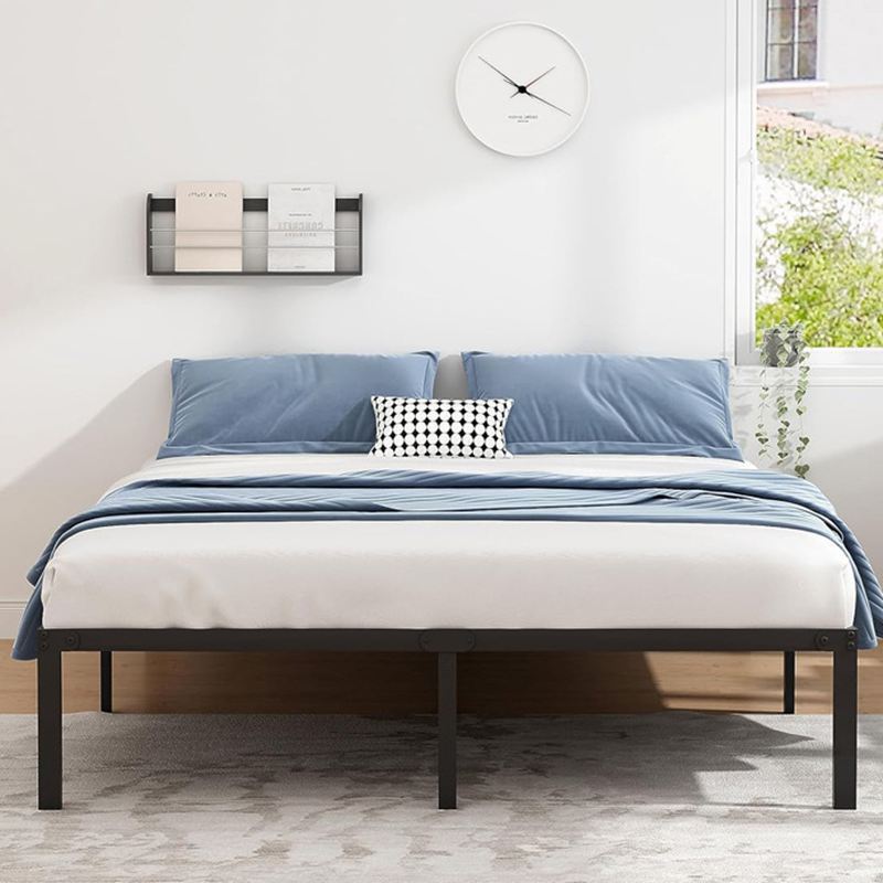 Amazon venta caliente plataforma plegable marco de cama marco cama de hierro forjado dormitorio simple marco de cama de alquiler cama doble simple
