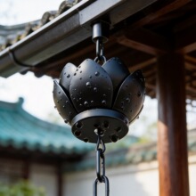 跨境双层荷花雨链排水链中式古建筑庭院别墅雨链寺庙并蒂雨水链