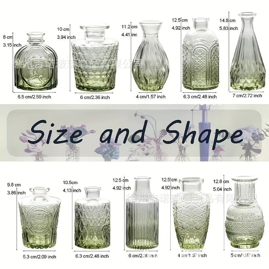 Luz de lujo simple retro mini jarrón de vidrio en vidrio de viento pequeño jarrón de flores flores flores secas flores decoración de oficina