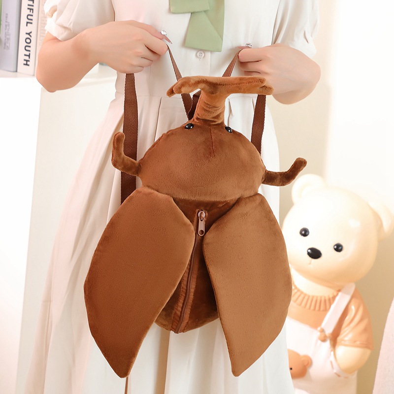 Mochila de insectos de simulación de niños bolsas de muñecas de peluche unicornio muñecas escarabajos lindos dibujos animados mochila pequeña transfronteriza