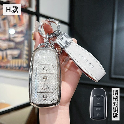 Chery Erez 8 Key Car key bag - chery-h-smart-4-key-crystal-white-single-shell-h-rope-drill-buckle