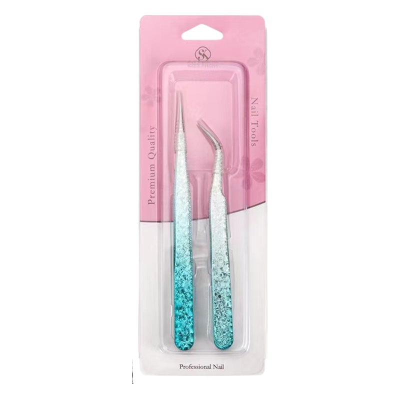 Traje de pinzas de joyería de uñas de alta precisión transfronteriza delfín herramienta de traje de clip de pluma dorada para manicura de pestañas