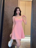 Diamond studded V-neck slim fit nightclub women's summer new A-line skirt