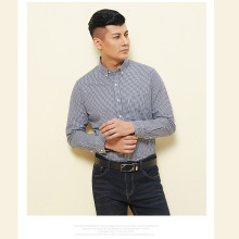 男士衬衫纯棉格子翻领衬衫男长袖休闲薄款衬衣时尚都市男装批发