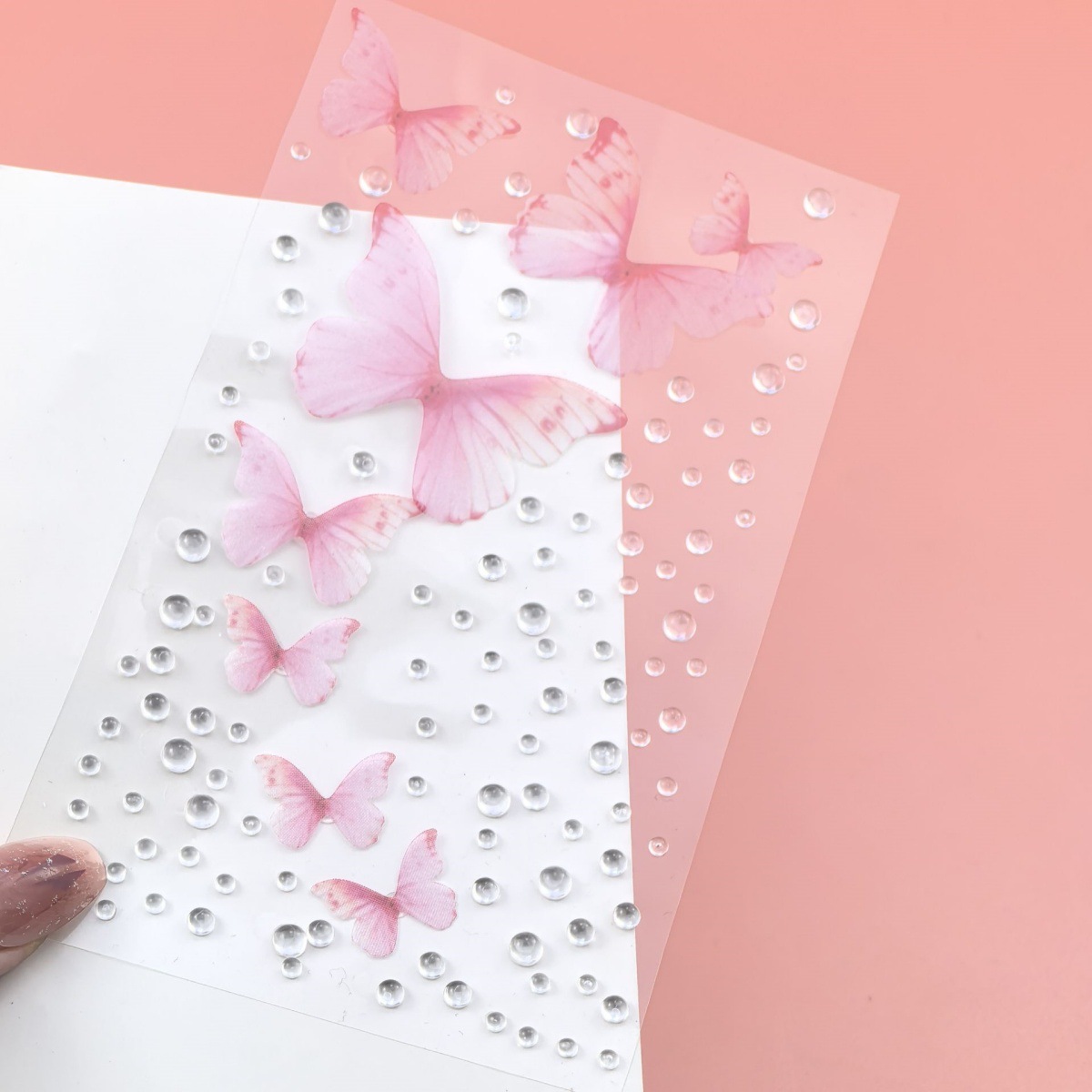 BJA-610 핑크 메쉬 나비 스타일