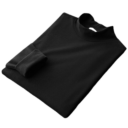 Men's Double-Sided Fleece Lined Thick High Collar Crew Neck Base Layer Top for Autumn/Winter