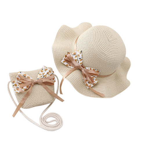 Children's Sun Hat Girls Summer Grass Hat Purse Baby Sun Beach Sand Hat Fisherman Hat