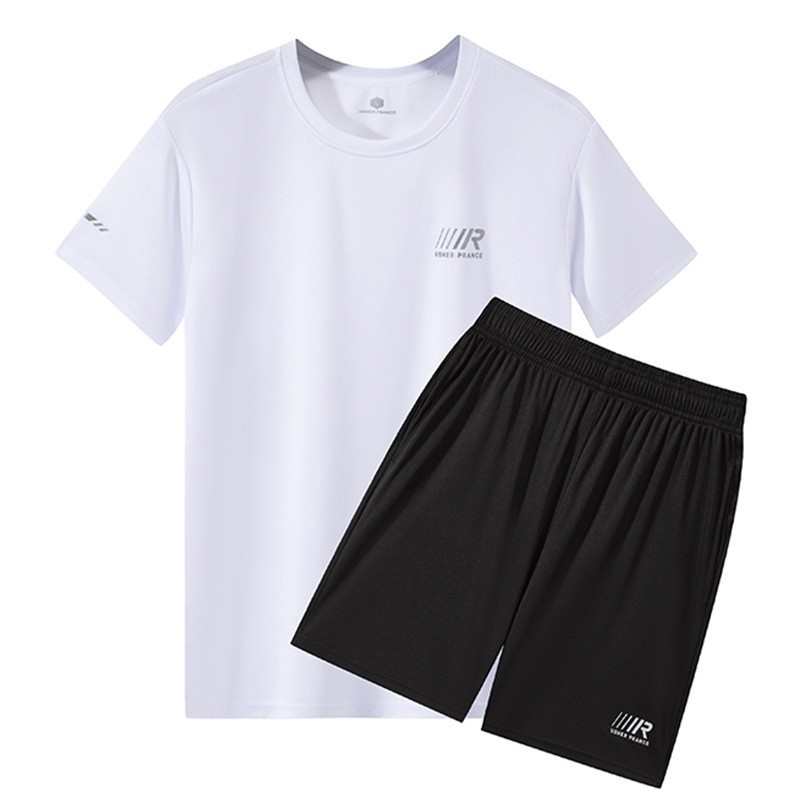 Trajes deportivos casuales de verano, trajes de fitness para hombres, ropa de secado rápido, ropa de entrenamiento de fútbol casual, pantalones cortos de mangas cortas