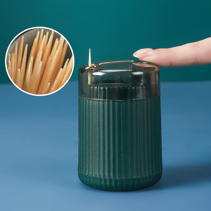 Luz creativa caja de palillo de dientes de lujo automático pop-up titular de palillo de dientes tipo de prensa automática botella palillo de dientes del hogar tarro