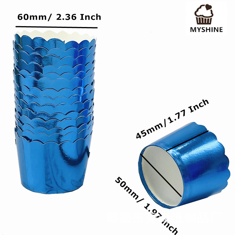 Festival del partido oro y plata medio de alta temperatura resistente a la máquina recta taza para hornear pastel taza de papel molde de pastel Ma fento 50
