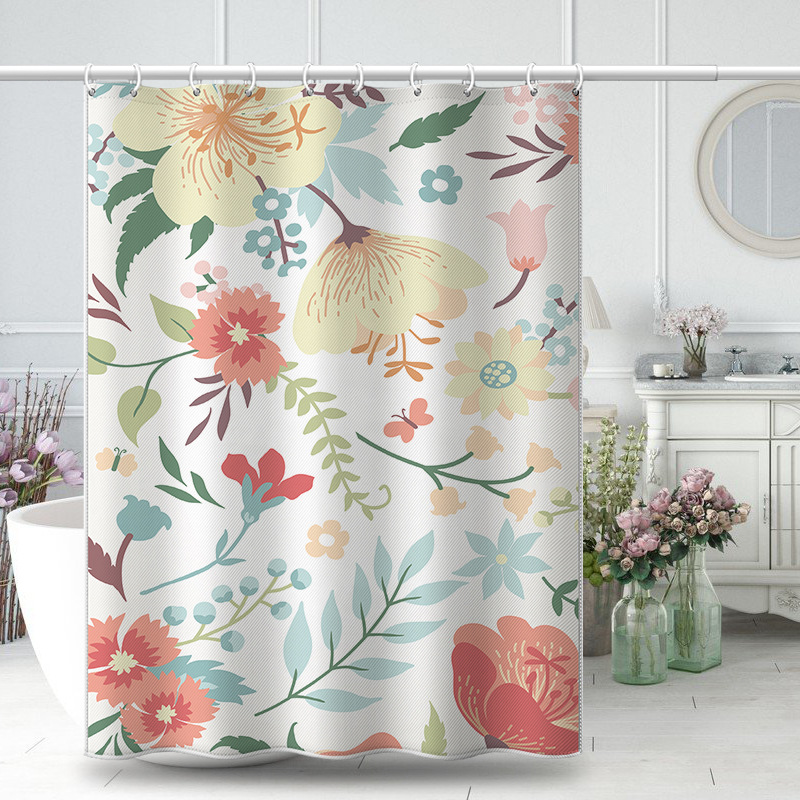 Punch-free Installation Curtain Door Curtain Gauze Curtain Korean-style Beautiful Pastoral Living Room Balcony Bathroom Partition Curtain Waterproof Thickened