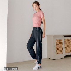 瑜伽服運動套裝女短袖二件套時尚休閒跑步衣新款速干寬鬆健身房