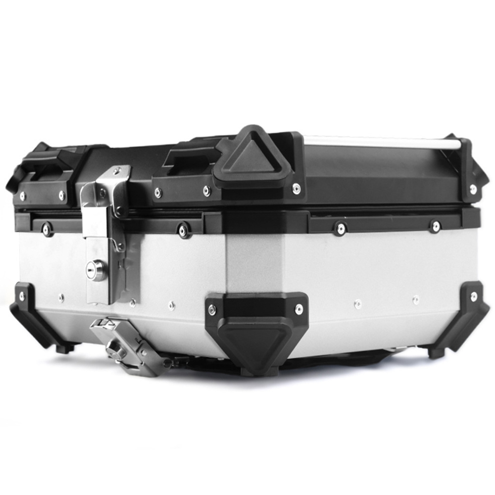 Caja de cola de liberación rápida de aleación de aluminio modificada para motocicleta 28L caja de cola trasera universal impermeable y anticolisión de doble cerradura