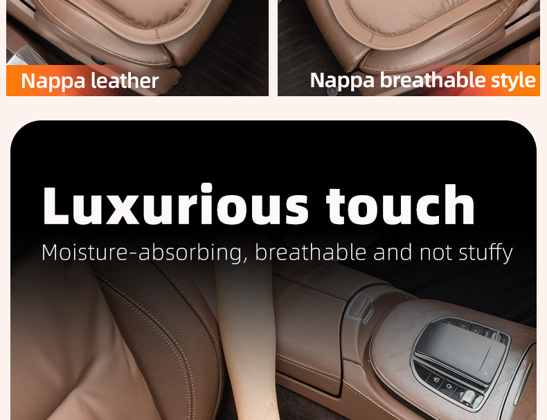 Cross-Border Popular Car Seat Cushion, Breathable Nappa Leather Seat Pad, Soft and Comfortable for All Seasons, Size Three
