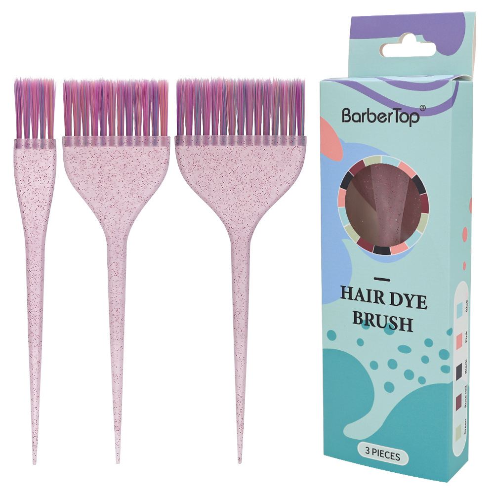 Cristal transparente teñido conjunto de cepillo de cabello perlado colorido pelo blando cepillo de cola de punta teñido crema de tintura agitación de aceite tazón de cocción