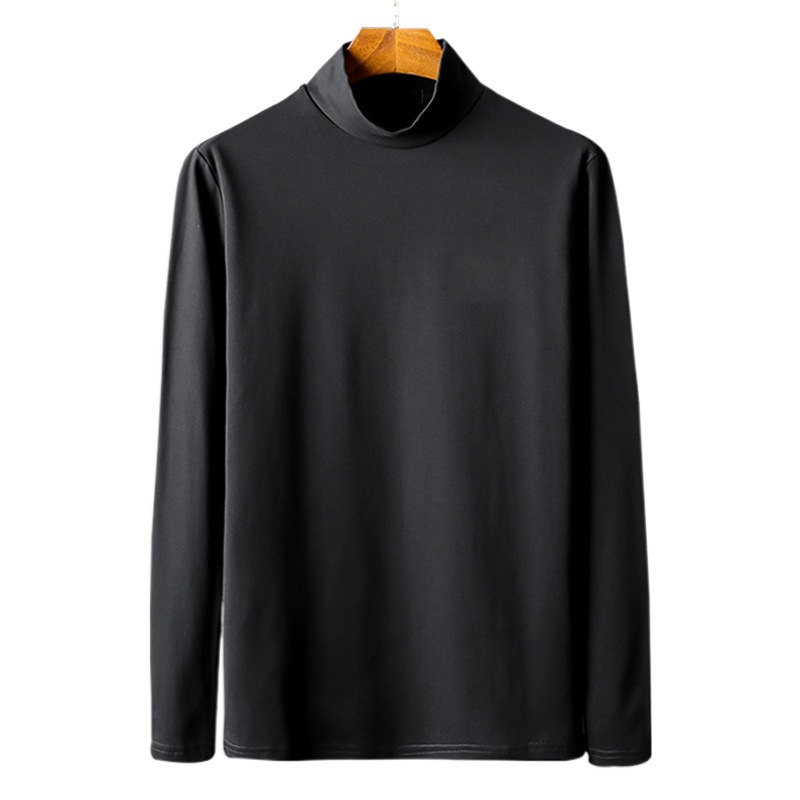 Otoño e Invierno media Camiseta de manga larga de cuello alto camisa de fondo superior de los hombres ropa interior de otoño caliente ropa interior casa slim fit todo a juego