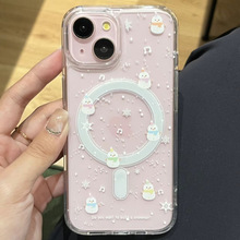 三星下雪雪人适用iPhone16promax苹果15手机壳14磁吸大孔13可爱12