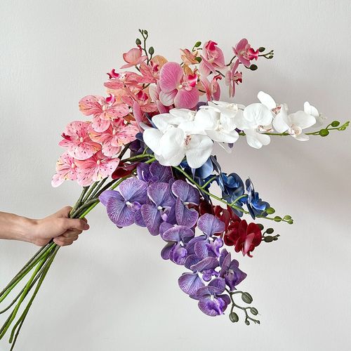 9-head 3D Phalaenopsis artificial flower film feel fake flower wedding home flower arrangement wedding wedding room layout decorative flowers