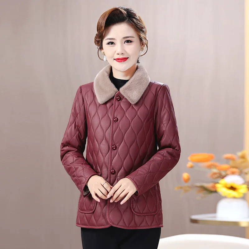 Autumn demi-season short polyurethane keep warm jacket for mother, western style