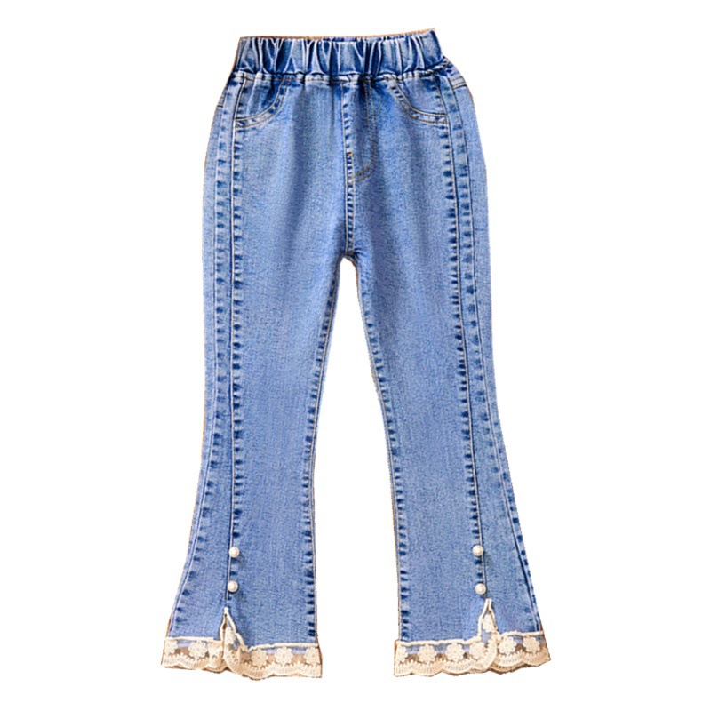 Children's Wear Girls' Jeans Spring and Autumn New Style Big Children's Casual Children's Loose Wide Leg Baby Trumpet Girls' Pants