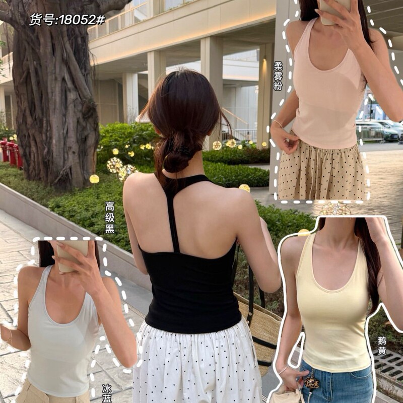 Summer Cool Tencel Cotton Racerback Vest with Chest Pads for Women, Slim Fit, Fixed Cup, Sports Yoga Top