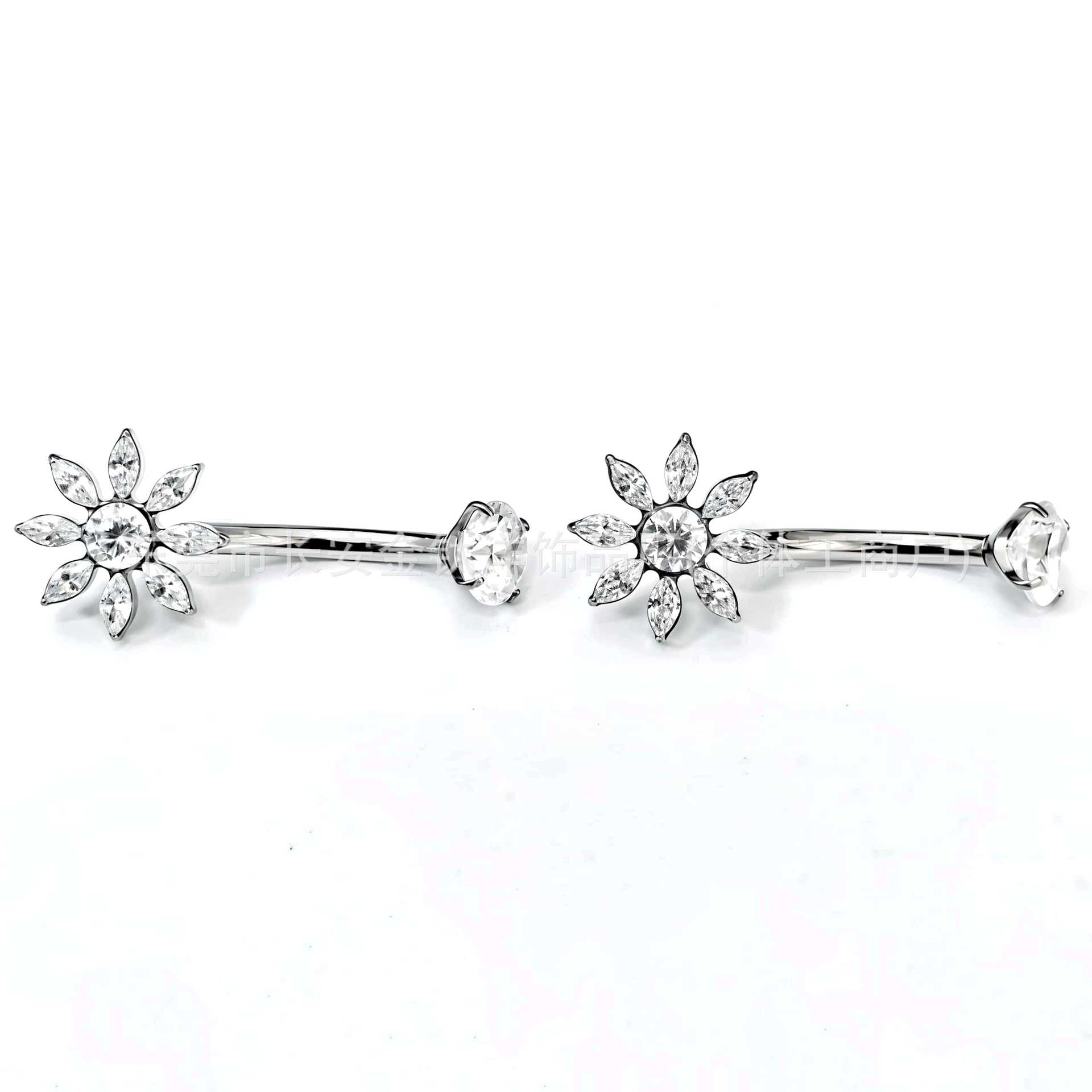 G23 Titanium Internal Thread Eight-Petal Flower Zircon Navel Ring Belly Button Ring Body Jewelry detail image 4