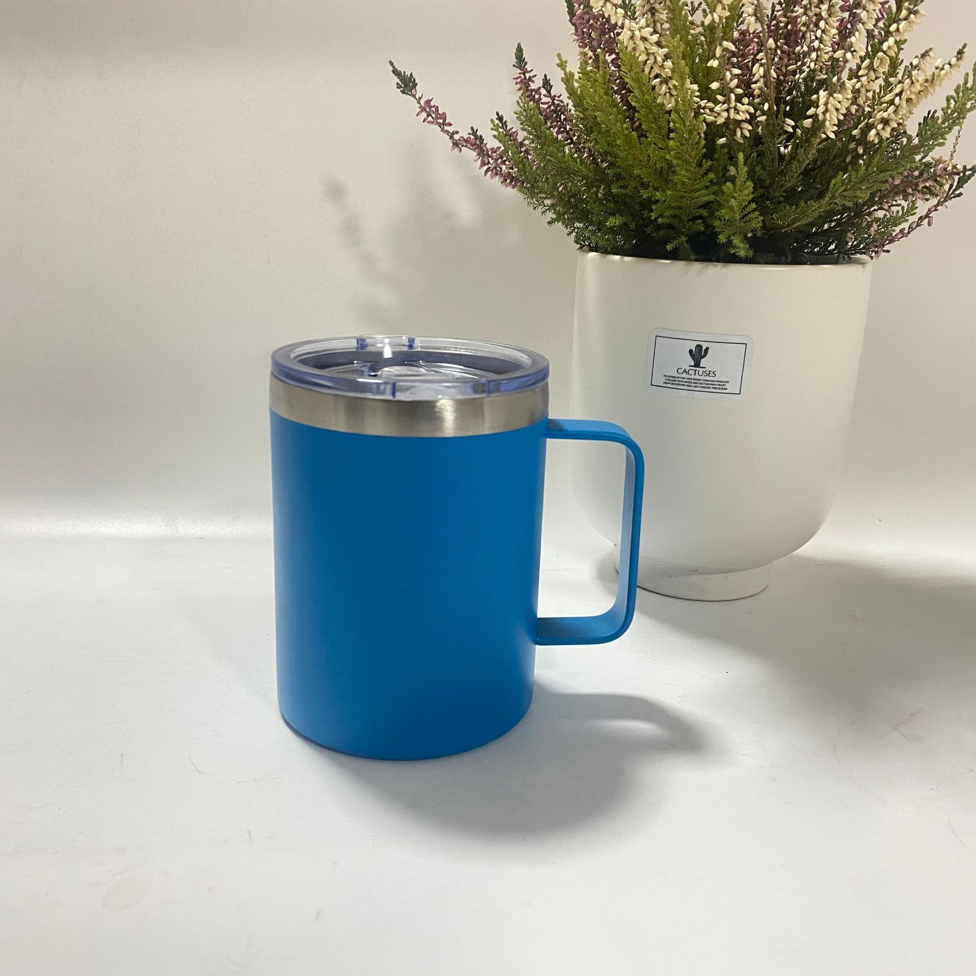 Taza de acero inoxidable de 12oz14oz transfronteriza Taza de manija de oficina doméstica americana Taza de café de doble capa de aislamiento y refrigeración