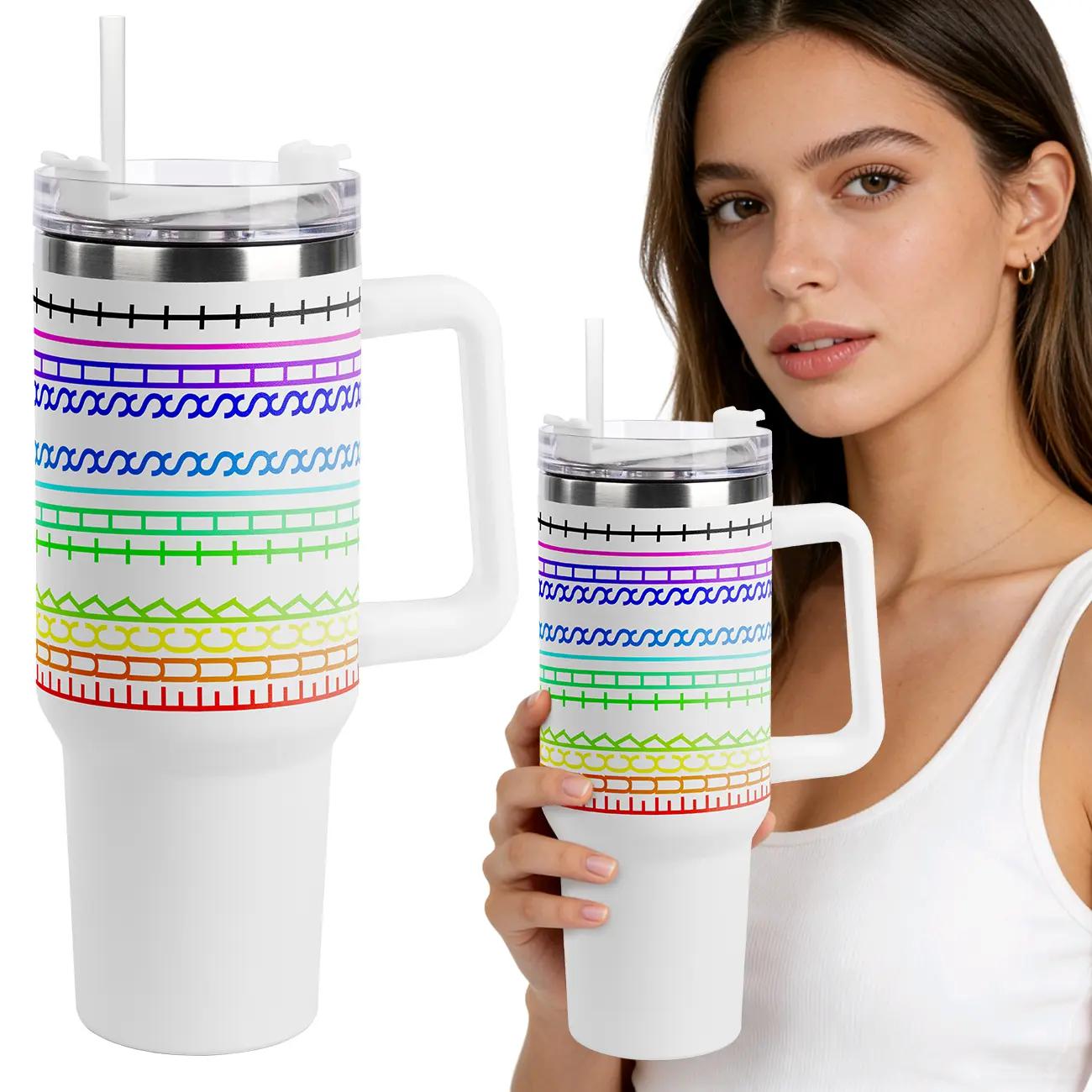 Explosiones transfronterizas en stock 40oz manejo de taza de hielo de gran capacidad oculta de palabras humor taza de paja de aislamiento personalizada
