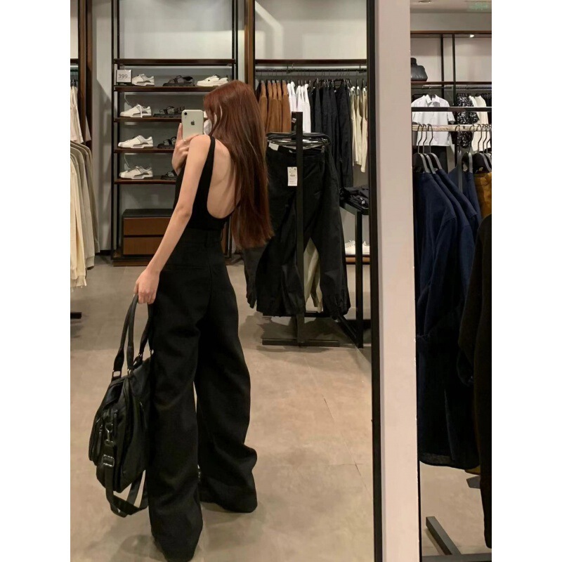 Low Neck Sexy Large U-Shaped Backless Small Camisole Vest Women's Beautiful Back Bra One-piece Base with Chest Pad Inner Top