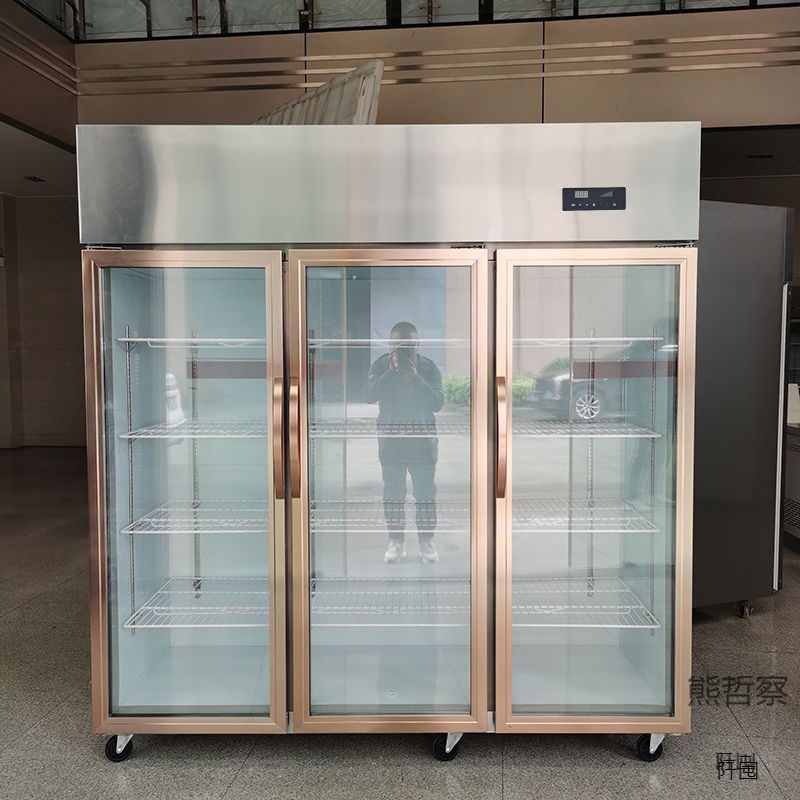 Double-Door Three-Door Tea and Fruit Refrigerated Cabinet, Fresh-Keeping Cabinet, Skewer Ordering Cabinet, Display Cabinet, Commercial Freezer