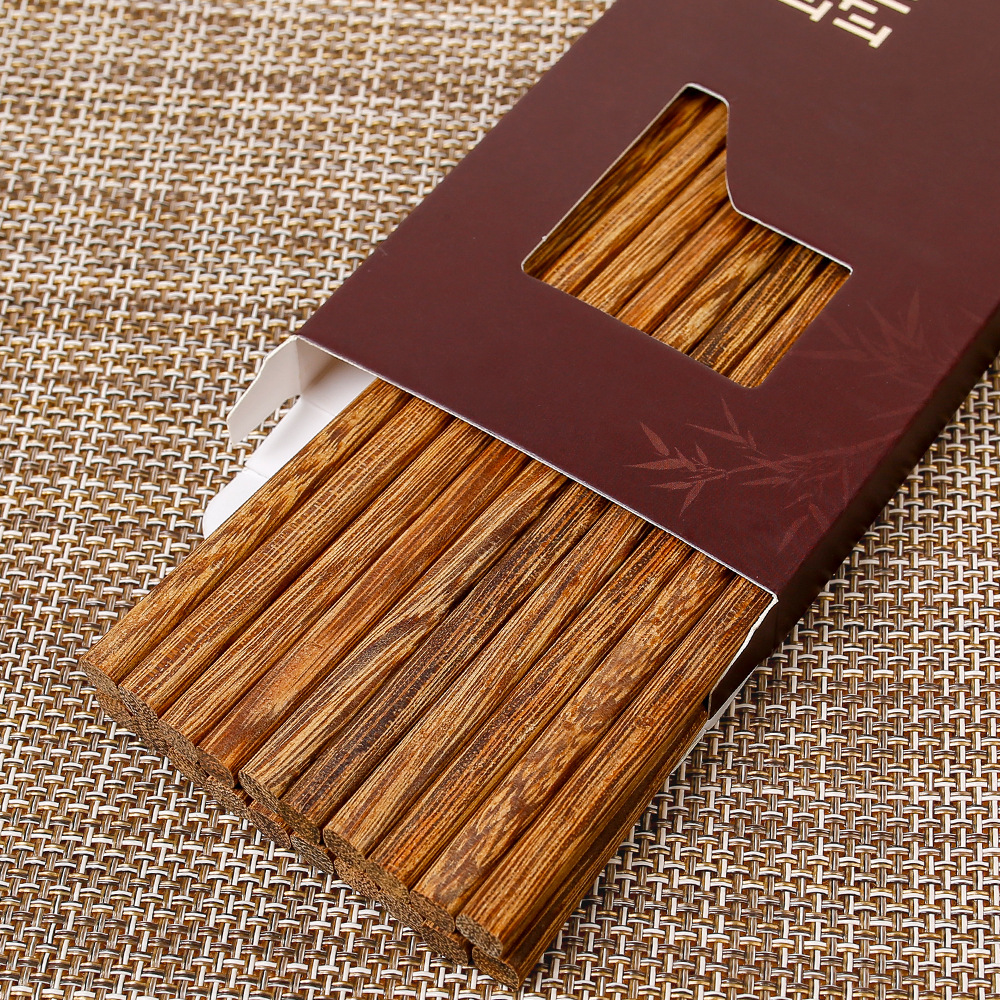 Palillos de madera de ala de pollo al por mayor 25cm para el hogar Palillos de madera maciza 10 pares en caja sin pintura, sin cera, antideslizante, LOGOTIPO tallado