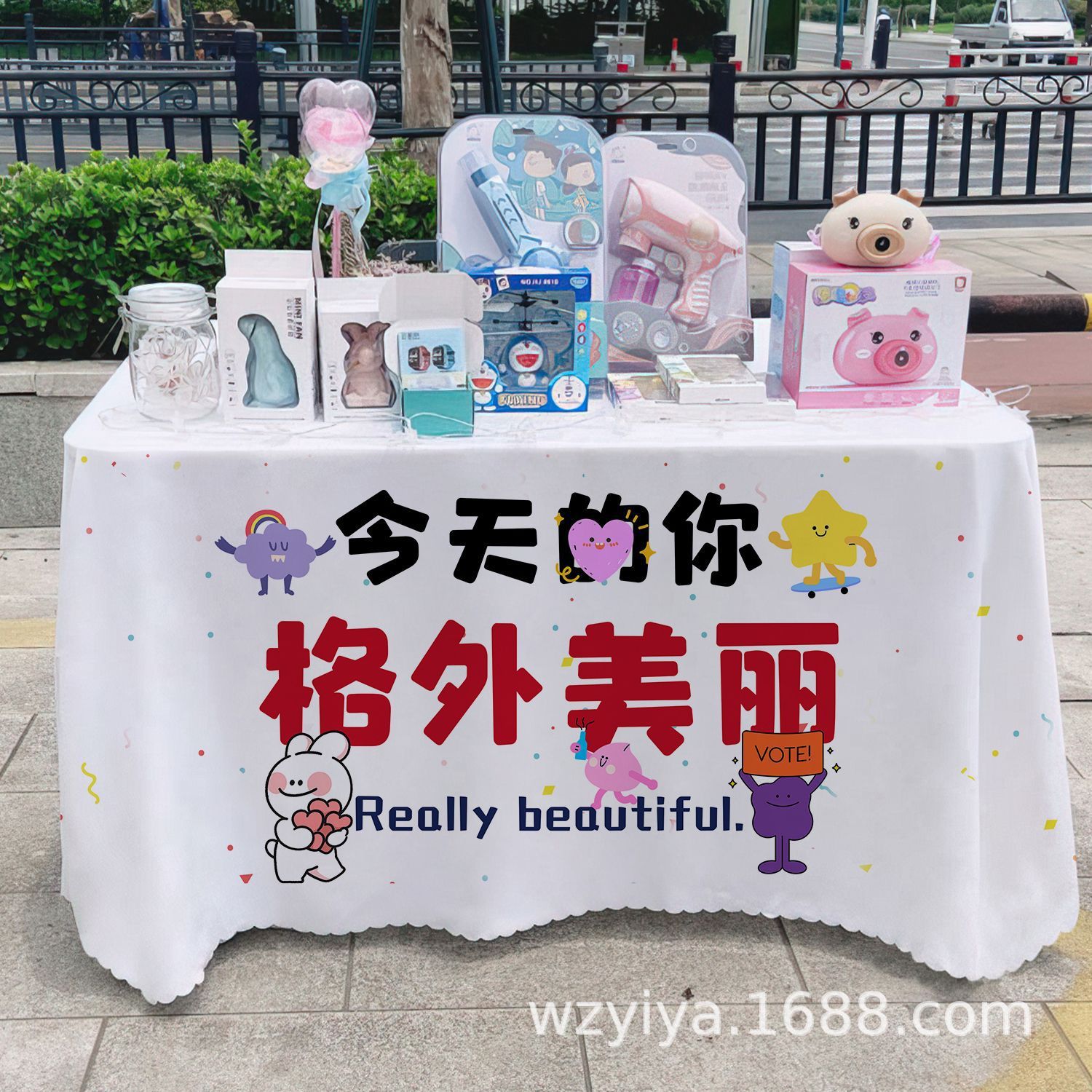 Mercado Mercado Mercado Nocturno Mantel Letrero Gourmet Mercado Nocturno Mesa Mesa de tela Carro Lámpara publicitaria Mantel Tela promocional