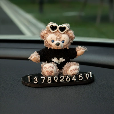 Temporary Car Parking Number Nömrəli dayanma kartı - high-quality-sweet-face-black-heart-outfit-rose-white-mirror-black-oval-tag